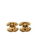 Miniatyrbilde 2 av 3: Pre-owned Chanel Gold Plated CC Quilted Clip On Earrings Gold