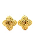 Miniatyrbild 1 av 6: Pre-owned Chanel Gold Plated CC Clover Clip On Earrings Gold