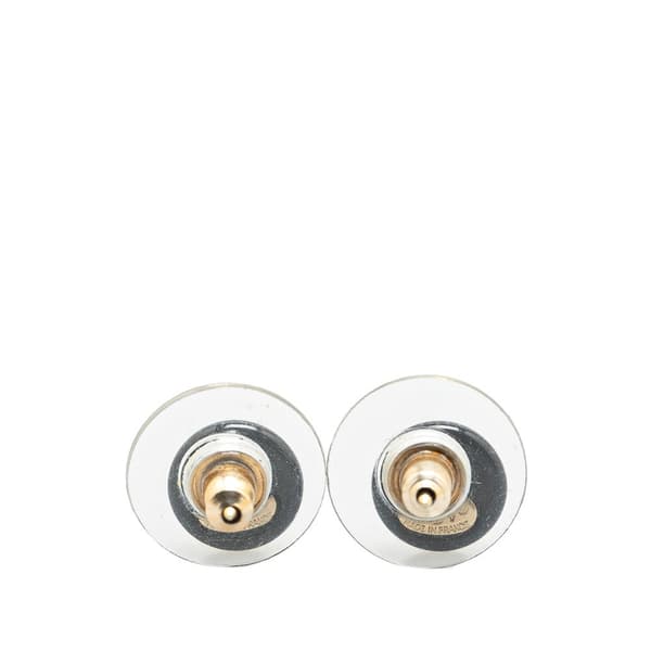 Pre-owned Chanel Resin CC Button Push Back Earrings Black
