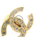 Miniatyrbild 6 av 7: Pre-owned Chanel Gold Plated Rhinestone CC Clip On Earrings Gold