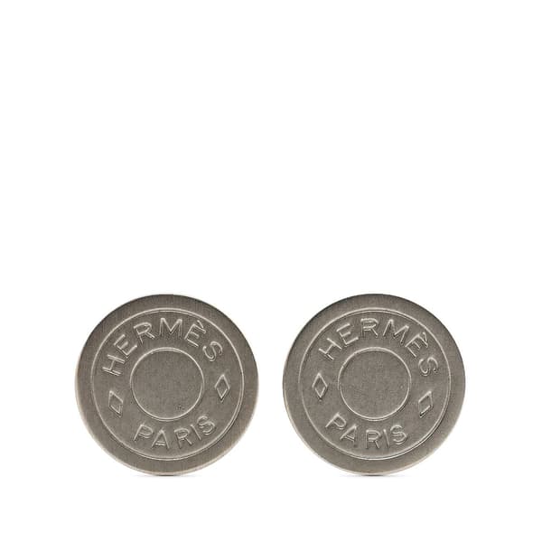 Pre-owned Hermès Palladium Plated Bijouterie Fantaisie Clou De Selle Clip On Earrings Silver