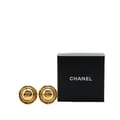 Miniatyrbild 4 av 4: Pre-owned Chanel Gold Plated CC Round Clip On Earrings Gold