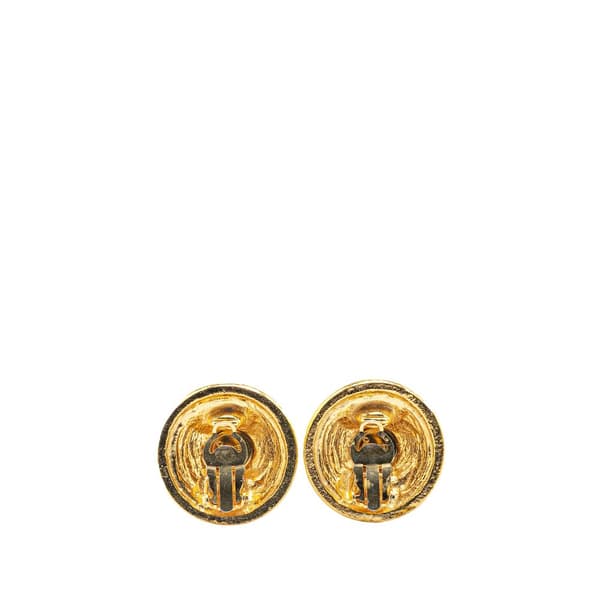 Pre-owned Chanel Gold Plated CC Round Clip On Earrings Gold