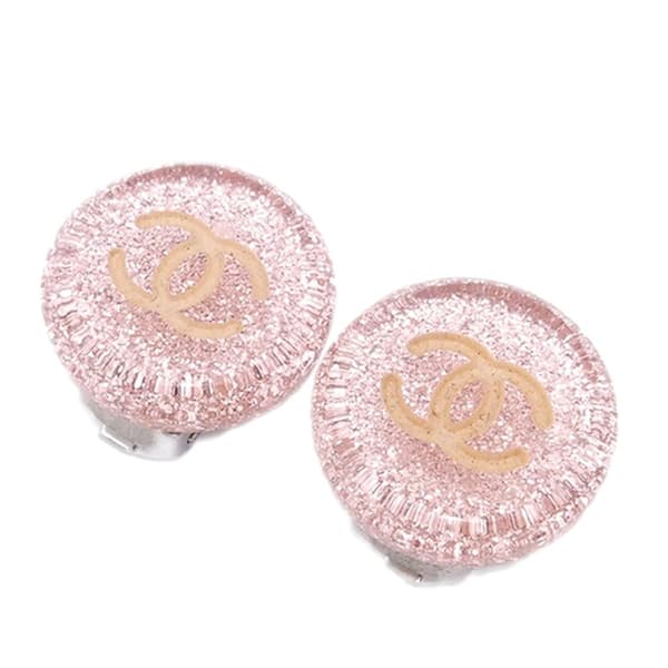 Pre-owned Chanel Resin CC Clip on Earrings Pink