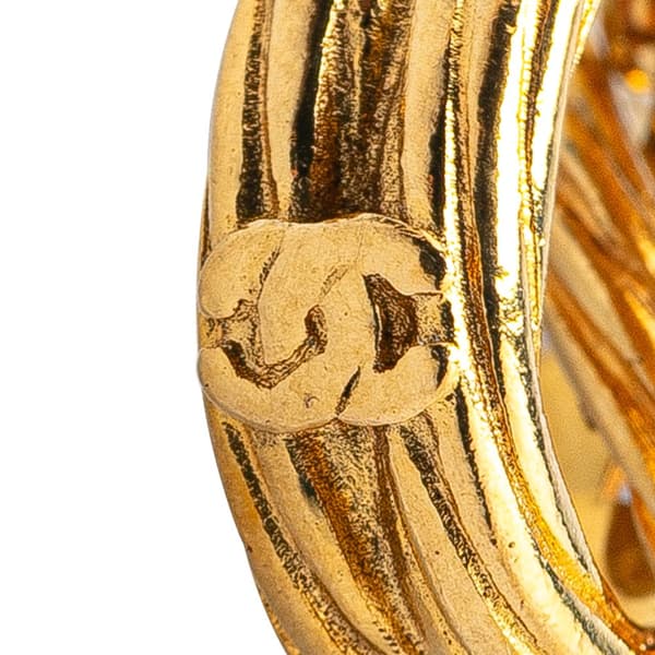 Pre-owned Chanel Gold Plated CC Drop Clip On Earrings Gold