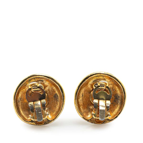 Pre-owned Chanel Gold Plated Logo Clip On Earrings Gold