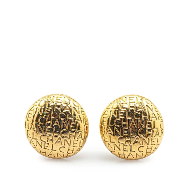 Pre-owned Chanel Gold Plated Logo Clip On Earrings Gold