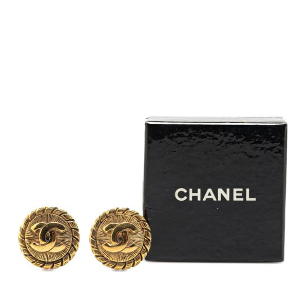 Pre-owned Chanel Gold Plated CC Clip On Earrings Gold