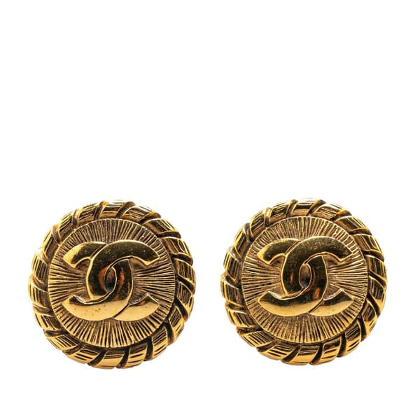 Pre-owned Chanel Gold Plated CC Clip On Earrings Gold