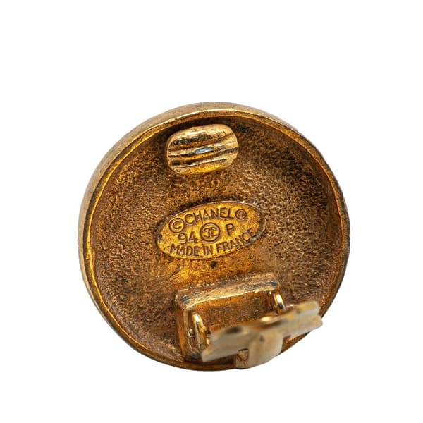 Pre-owned Chanel Gold Tone CC Button Clip On Earrings Gold