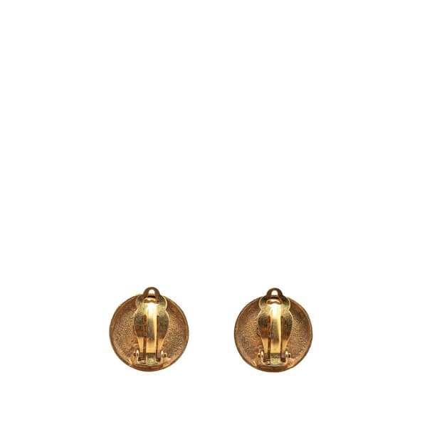 Pre-owned Chanel Gold Tone CC Button Clip On Earrings Gold