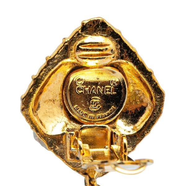 Pre-owned Chanel Drop Bow Clip On Earrings Gold