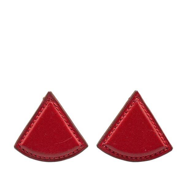 Pre-owned Hermès Triangle Leather Clip on Earrings Red