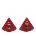 Miniatyrbild 1 av 3: Pre-owned Hermès Triangle Leather Clip on Earrings Red