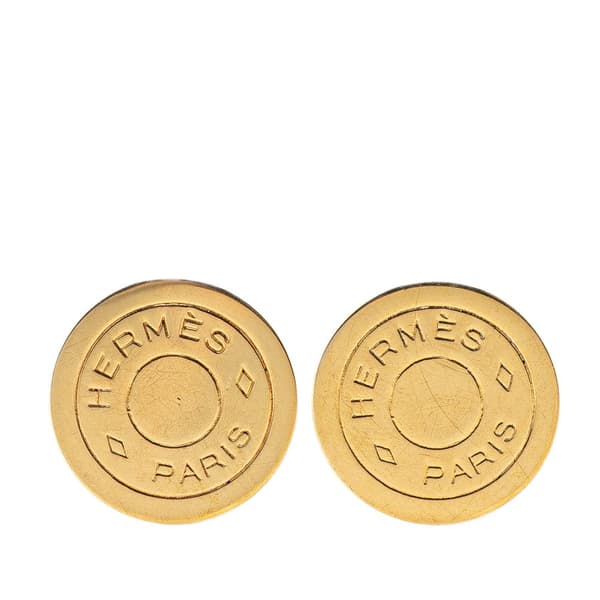 Pre-owned Hermès Gold Plated Bijouterie Fantaisie Clou De Selle Clip On Earrings Gold