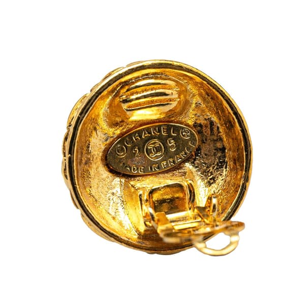 Pre-owned Chanel Gold Plated CC Quilted Clip on Earrings Gold