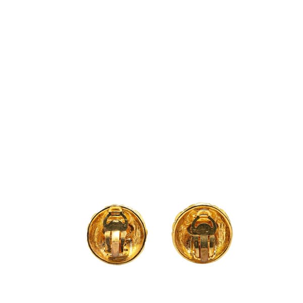 Pre-owned Chanel Gold Plated CC Quilted Clip on Earrings Gold