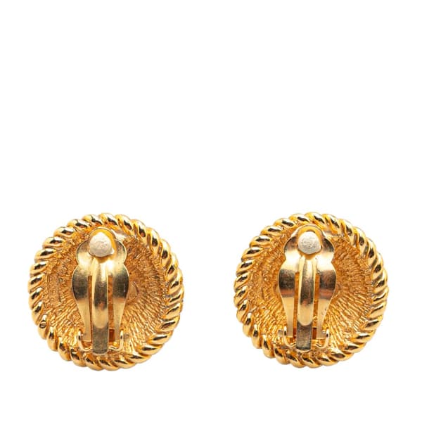 Pre-owned Chanel Gold Plated CC Button Clip on Earrings Gold