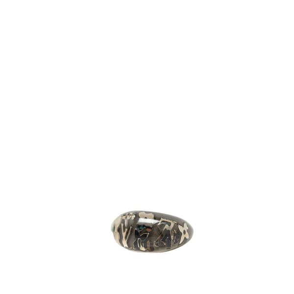 Pre-owned Louis Vuitton Resin Crystal Inclusion Ring Brown
