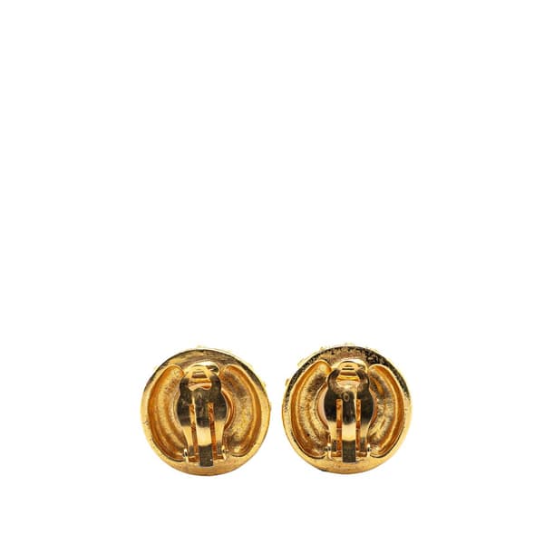 Pre-owned Chanel Gold Plated Faux Pearl Round Clip on Earrings Gold