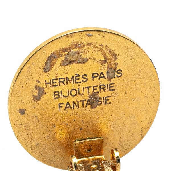 Pre-owned Hermès Gold Plated Bijouterie Fantaisie Clou De Selle Clip On Earrings Gold