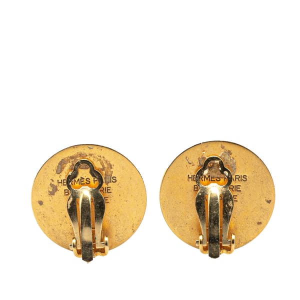 Pre-owned Hermès Gold Plated Bijouterie Fantaisie Clou De Selle Clip On Earrings Gold