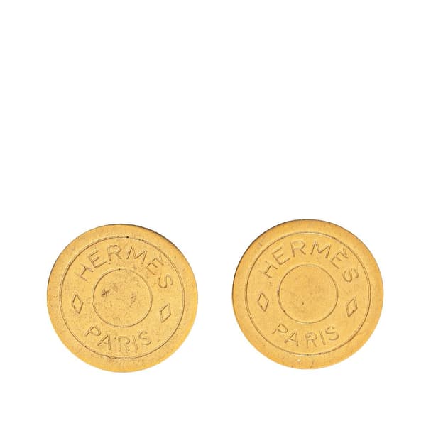 Pre-owned Hermès Gold Plated Bijouterie Fantaisie Clou De Selle Clip On Earrings Gold