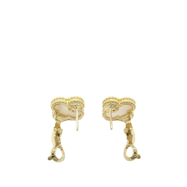 Pre-owned Van Cleef and Arpels 18K Yellow Gold Mother of Pearl Vintage Alhambra Earrings Gold