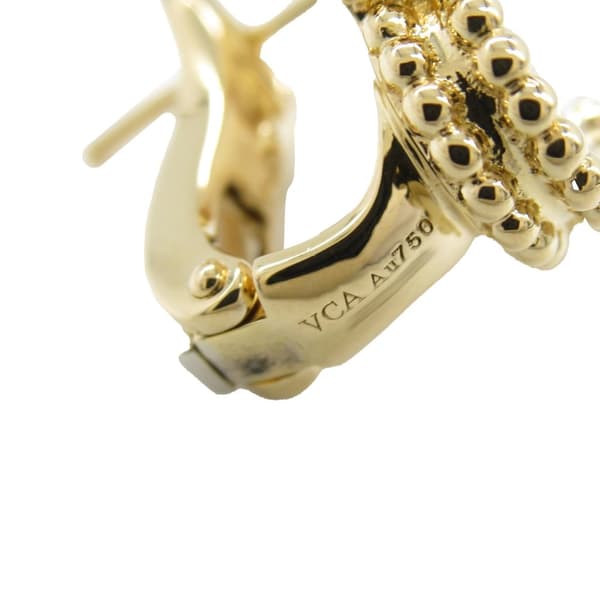 Pre-owned Van Cleef and Arpels 18K Yellow Gold Mother of Pearl Vintage Alhambra Earrings Gold