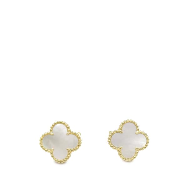 Pre-owned Van Cleef and Arpels 18K Yellow Gold Mother of Pearl Vintage Alhambra Earrings Gold