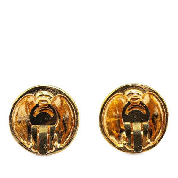 Pre-owned Chanel Gold Plated CC Round Clip On Earrings Gold