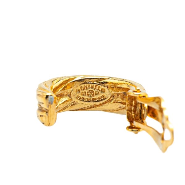 Pre-owned Chanel Gold Plated CC Hoop Clip on Earrings Gold