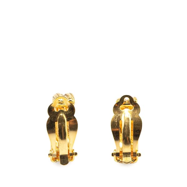 Pre-owned Chanel Gold Plated CC Hoop Clip on Earrings Gold