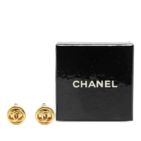 Pre-owned Chanel Gold Plated Mini CC Clip On Earrings Gold