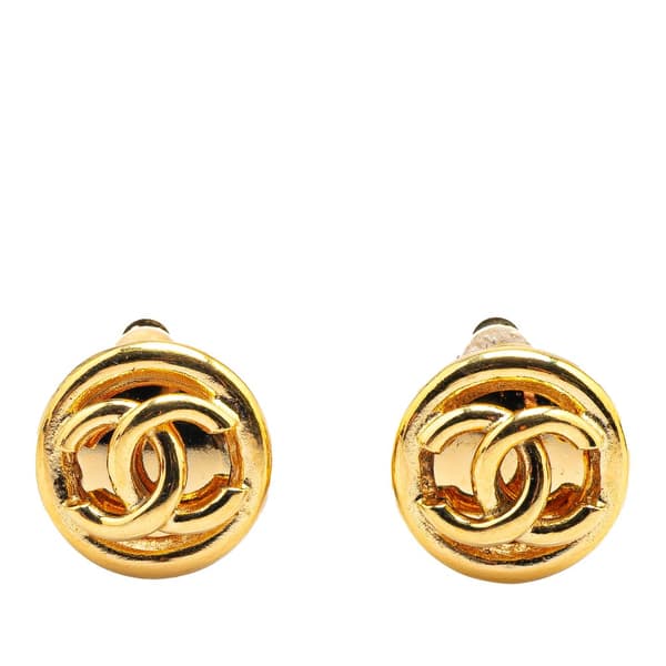 Pre-owned Chanel Gold Plated Mini CC Clip On Earrings Gold