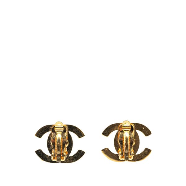 Pre-owned Chanel Gold Plated CC Turnlock Clip On Earrings Gold