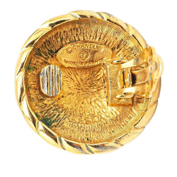 Pre-owned Chanel Gold Plated CC Round Clip On Earrings Gold