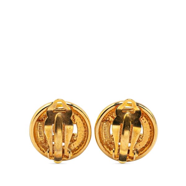 Pre-owned Chanel Gold Plated CC Round Clip On Earrings Gold