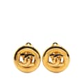 Miniatyrbillede 1 af 4: Pre-owned Chanel Gold Plated CC Round Clip On Earrings Gold