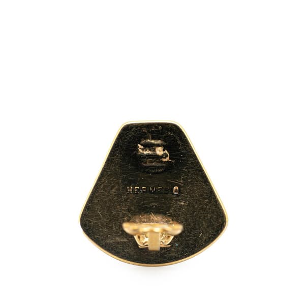 Pre-owned Hermès Royal Tiger Cloisonne Enamel Clip On Earrings Black