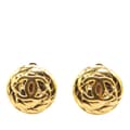 Miniatyrbilde 1 av 4: Pre-owned Chanel Gold Plated CC Quilted Round Clip On Earrings Gold
