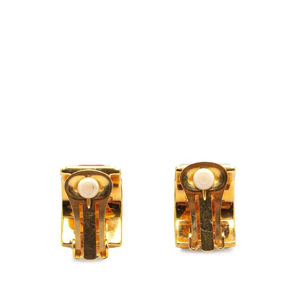 Pre-owned Hermès Enamel Cloisonne Clip On Earrings Red