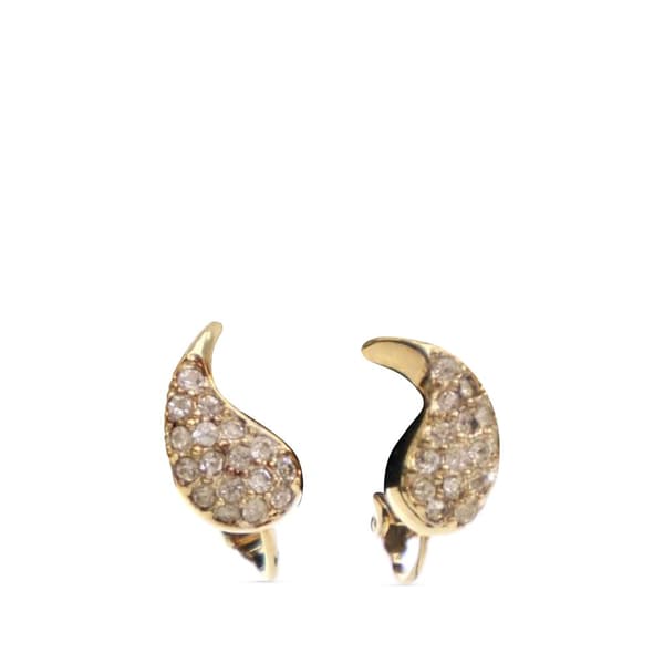 Pre-owned Dior Gold Plated Rhinestone Clip On Earrings Gold
