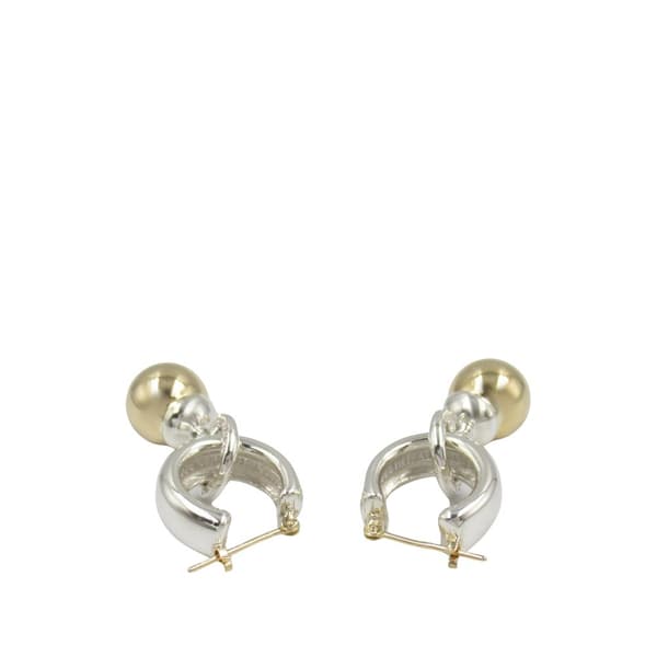 Pre-owned Tiffany Sterling Silver and 18K Yellow Gold Fascination Ball Dangle Earrings Silver