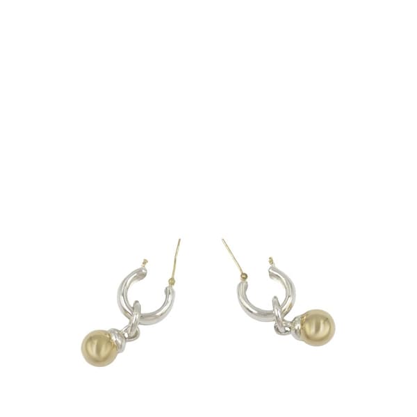 Pre-owned Tiffany Sterling Silver and 18K Yellow Gold Fascination Ball Dangle Earrings Silver