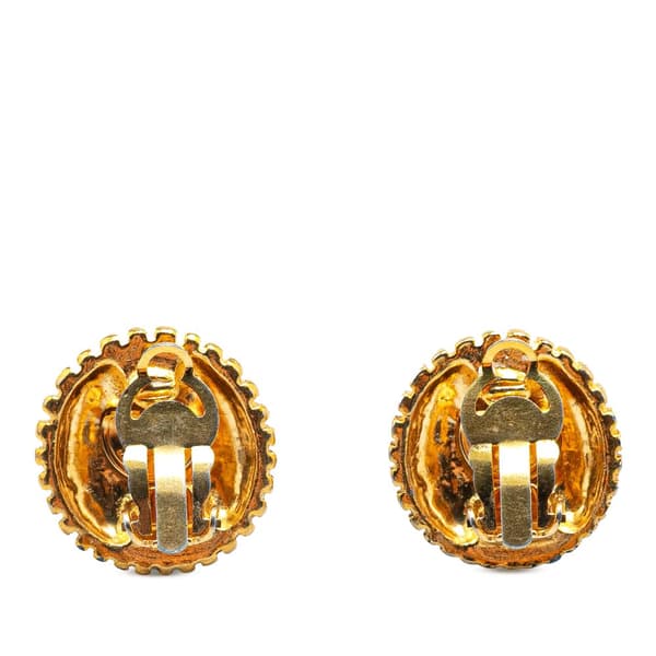Pre-owned Chanel Gold Plated CC Round Clip On Earrings Gold
