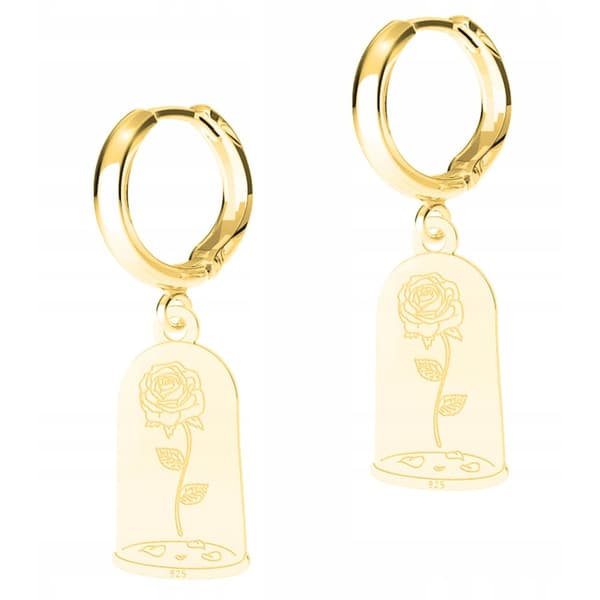 Guldøreringe med roser, blomster, roser, vindrose, SØLV 925 | CDON