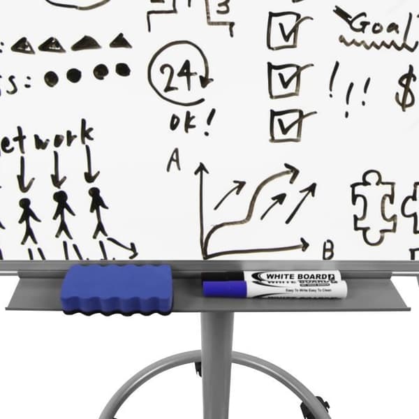 XMTECH blädderblock staffli, 60x90 cm magnetisk whiteboardtavla med hjul, höjdjusterbar, magnetisk, raderbar, flyttbar