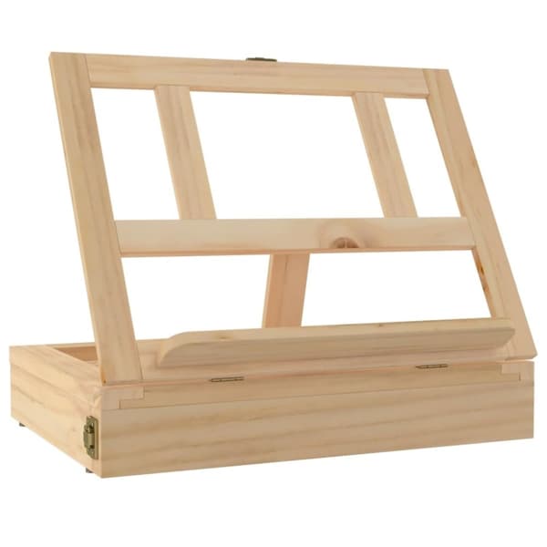 vidaXL Maalausteline pöydälle laatikolla 33,5x25,5x7 cm täysi mänty