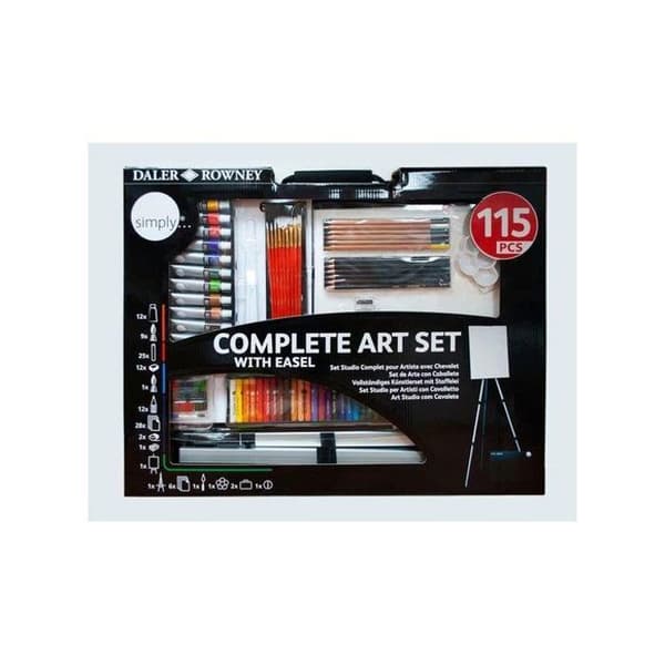 Daler Rowney 115 delar komplett konstset med staffli, konst akvareller